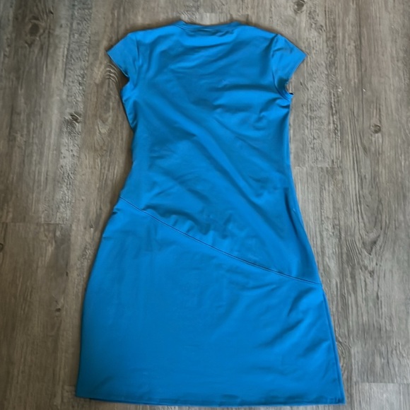 Athleta women faux wrap stretch dress blue S - Picture 2 of 5